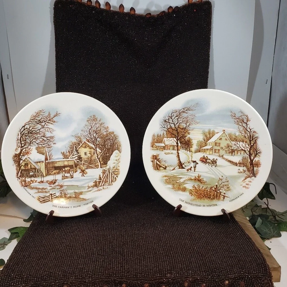 2 Currier & Ives Collector Plate (The Farmer's Home & The Homestead in Winter)